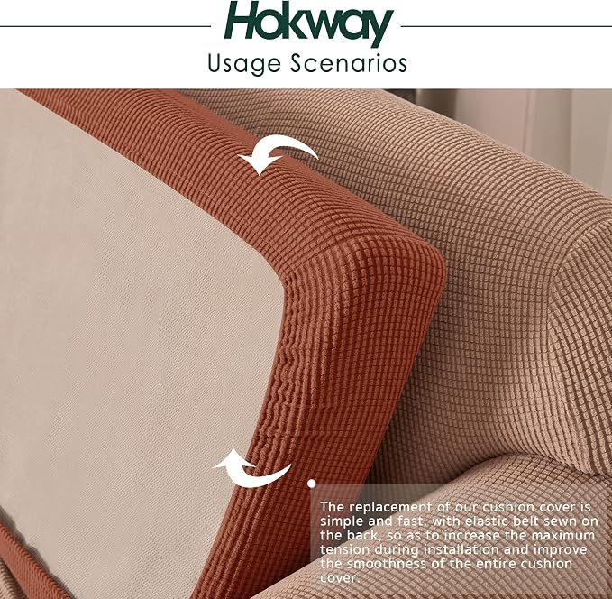 Hokway Couch Cushion Covers Stretch Cushion Covers Sofa Seat Cushion Slipcover Cushion Protector(Brick, Medium) - Image 5