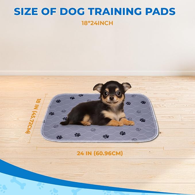 Fostanfly Reusable Puppy Pads, Washable & Absorbent, 18"x24"-2 Pack, Gray | Washable Pee Pads for Dogs, Leakproof & Waterproof Wee Wee Mat, Non Slip Training Potty Pads for Crate, Playpen - Image 2