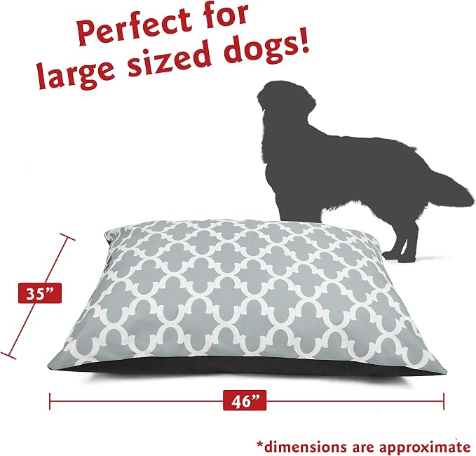 Majestic Pet Rectangular Dog Bed Washable Non Slip Comfy Super Value Pillow Bed - Large Breed 46 x 35 inches - Trellis Gray - Image 2