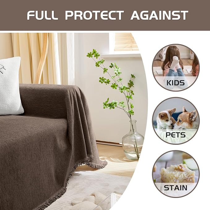 MEETSKY Washable Sofa Covers Love Seat Couch Cover Sofa Slipcover for Reclining Couch 2 Seat，Soft Throws Cover Home Decorative for Living Room, 71" x 102",Dark Chocolate - Image 5