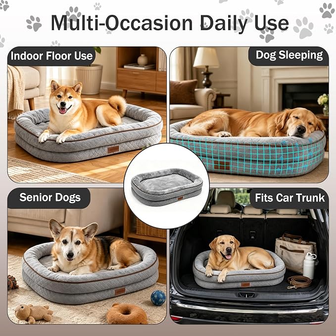 Large Dog Bed Washable with Cover Orthopedic Dog Beds Large Sized Dog with Memory and Egg Crate Foam Waterproof Pet Bed Includes Reusable Potty Pad (Dark Gray, Large) - Image 4