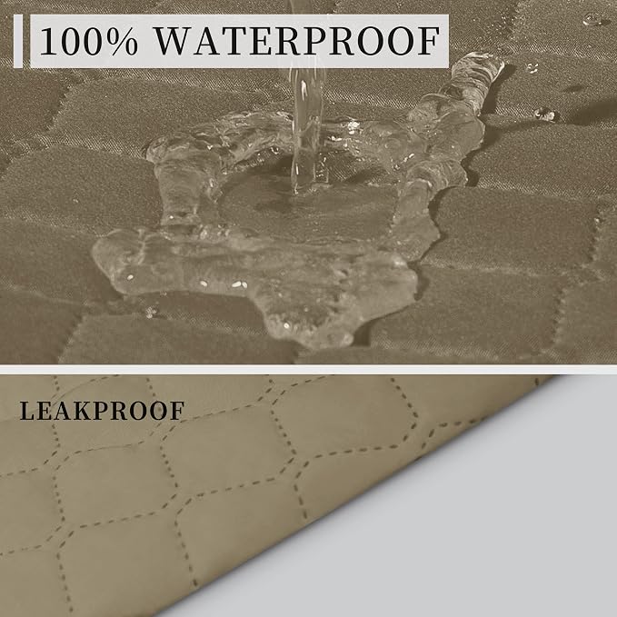 ISSUNTEX Double Protection 100% Waterproof Chair Sofa Cover for Living Room, Reversible Furniture Protector for Dogs, Pets, Kids (Chair, Beige/Beige) - Image 3