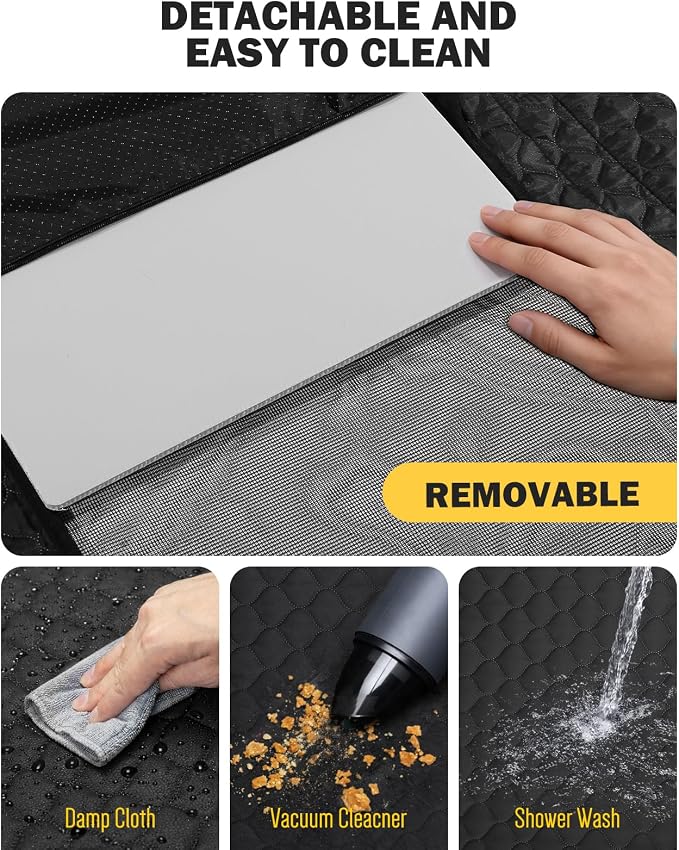 Dog Seat Cover for Back Seat, PU Dog Car Seat Cover Holds 420 lbs, Material Waterproof, Anti Scratch, Easy to Use and Clean, Hard Bottom Back Seat Extender for Dogs, Comfortable Car, SUV, Truck - Image 7
