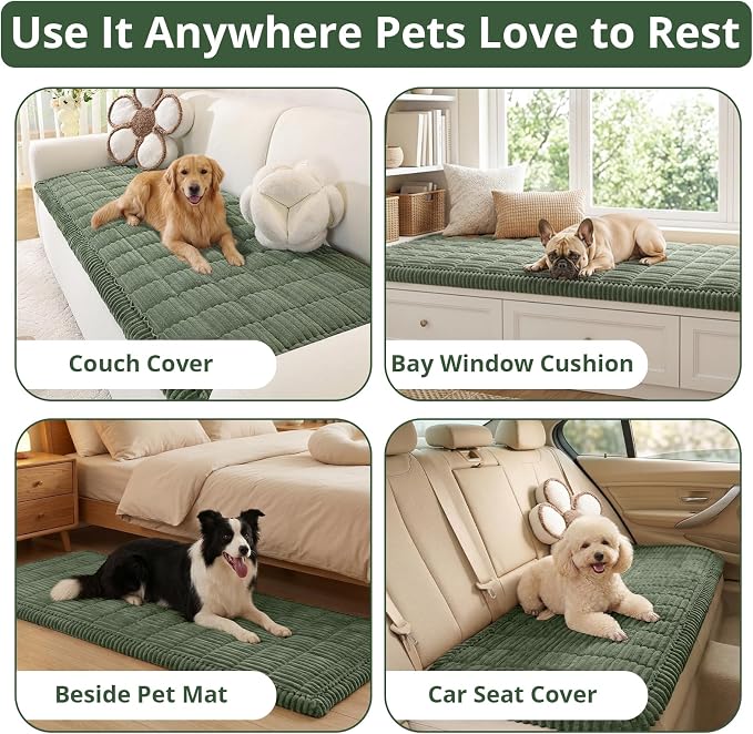 OstepDecor Couch Cover for Dogs, Washable Non Slip Sofa Cover for Pets, Soft Couch Covers for Sofa, Loveseat and Sectional, Furniture Protector Against Pet Hair & Scratches (27.6" x 82.7", Moss Green) - Image 2