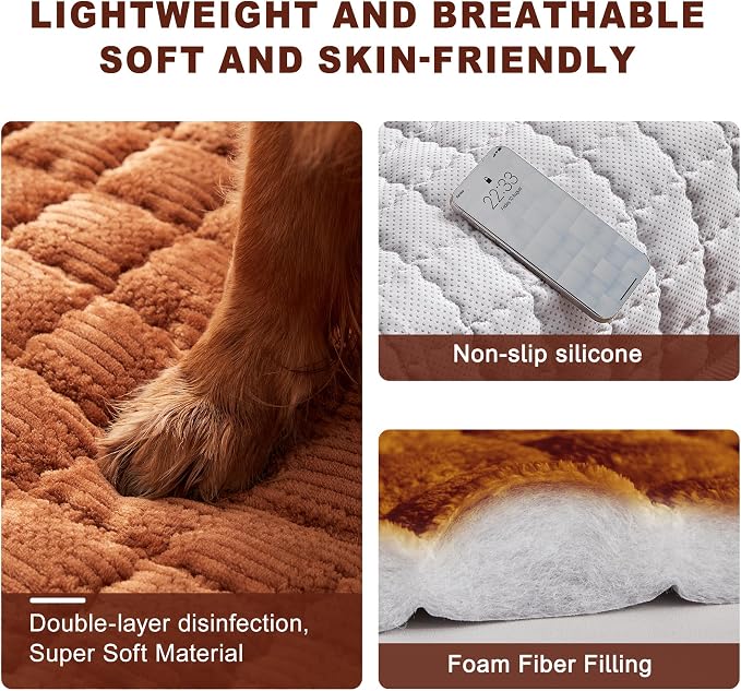 Couch Cover for Dogs Washable,Anti-Slip Back Cat Mat Pet Pad Blanket for Furniture Protector,Fuzzy Pet Sofa Cover for 3 Cushion Couch Sofa Pets Friendly (Curry, 1pc/36"x68"/Seat Cover) - Image 3