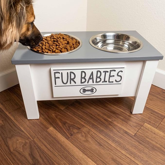 Elevated Dog Bowls for Large Dogs, Personalized Food Stand for Large Breed | Farmhouse Style, Elevated Wood Stand, Storage Container, Stainless Steel Bowls, Raised Anti-Slip Feeder, Made in USA - Image 6