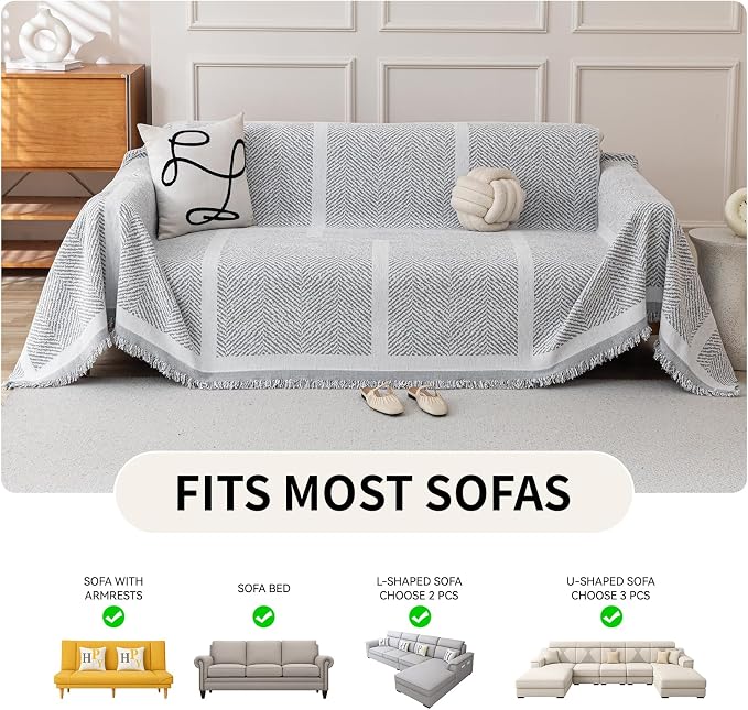 Deep Dream Couch Cover for Dogs, Soft Chenille Couch Covers for 3 Cushion Couch, Pet-Friendly Thick Sofa Slipcover Sectional Sofa Cover Washable Couch Protectors for Pets (Grey, 71"x118") - Image 5