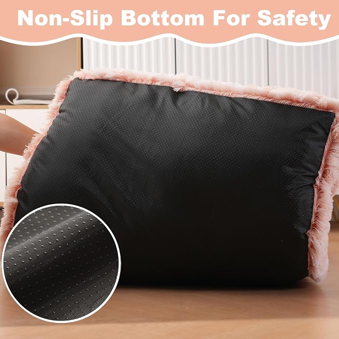 Bedfolks Waterproof Crate Bed for Dogs, Plush Kennel Pad with Removable Washable Cover, Faux Fur, Large (35"x23"), Pink - Image 6