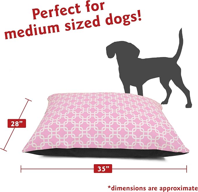 Majestic Pet Rectangle Medium Dog Bed - Non-Slip Washable Comfy Crate Kennel Pillow for Sleeping - 35 x 28 Inch for Medium Breed - Links Pink - Image 2