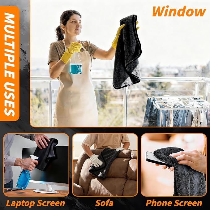 8 Pack Microfiber Car Towels, 36" x 24" Microfiber Cleaning Cloth, 600 GSM | Extra-Large, Thick Highly Absorbent for Quick Drying, Scratch-Free Detailing, Buffing, Polishing, Waxing Cars, Trucks, SUV - Image 8