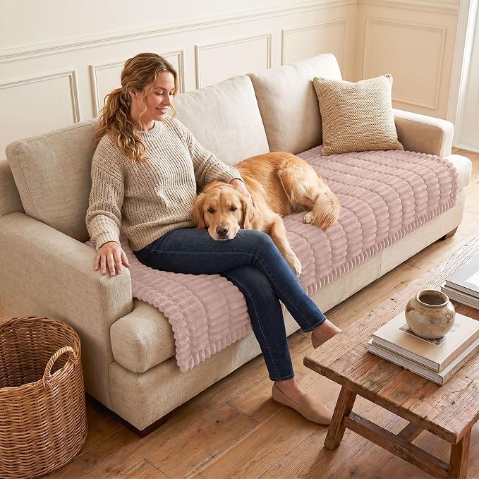 hyha Couch Cover for Dogs, Washable Non Slip Plush Flannel Sofa Protector | Thick Flannel, Silicone Anti-Slip Backing, Pet Hair & Scratch Protection, Fits Sofa & Loveseat (43" x 63") - Image 2