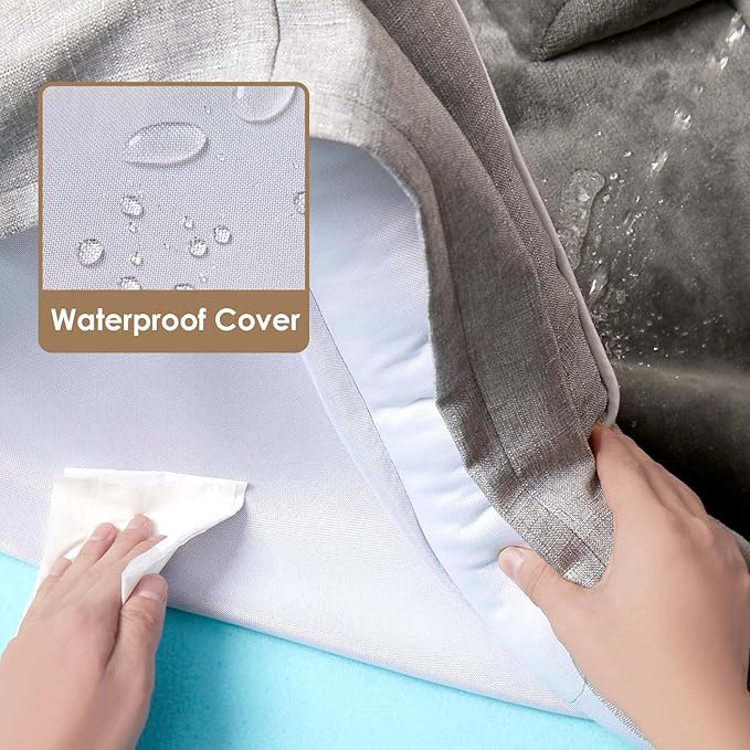 EHEYCIGA Orthopedic Extra Large Dog Bed, Waterproof Washable XL Pet Bed 44" | Non-Slip Bottom and Egg-Crate Polyurethane Foam Big Dog Couch Bed with Washable Removable Cover, Grey - Image 3