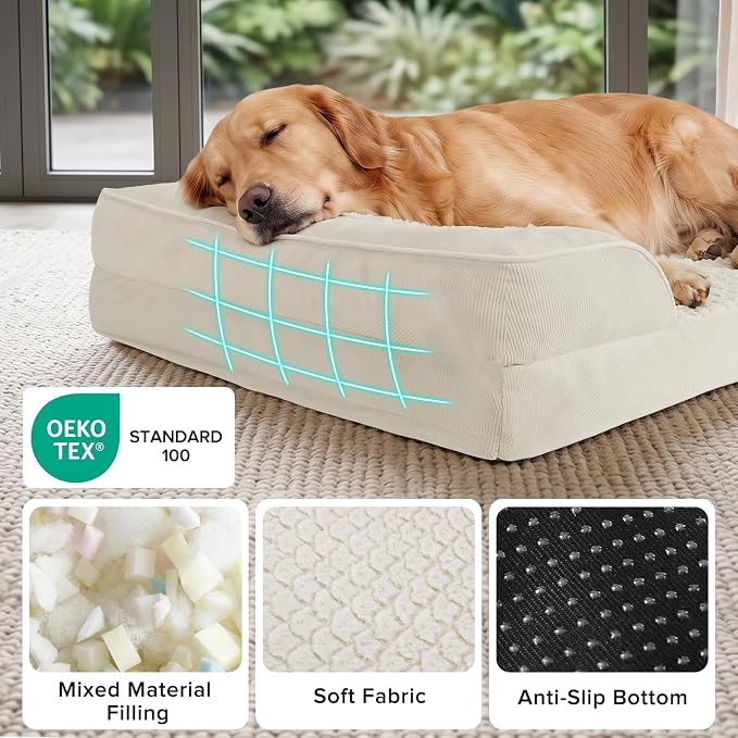 INVENHO Jumbo Orthopedic Dog Bed for Extra Large Dogs, Waterproof, Egg-Crate Foam Dog Couch Bed with Washable Removable Cover, Waterproof Lining and Nonskid Bottom - Image 5