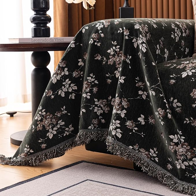 ROOMLIFE Couch Cover 3 Cushion Sofa, Washable Non Slip Furniture Sofa Protector Cover, Soft Chenille Sofa Slipcovers Sectional L Shape Dogs Couch Cover Throw Blanket with Tassels 71''X150'' - Image 2