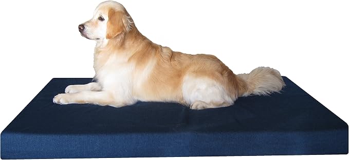 Dogbed4less Luxury XXL Orthopedic Memory Foam Dog Bed for Extra Large Dogs with Durable Waterproof Internal Case, Removable Washable Denim Cover and Bonus Pet Bed Spare Cover, 55X37X4 Inches, Blue by Dogbed4less