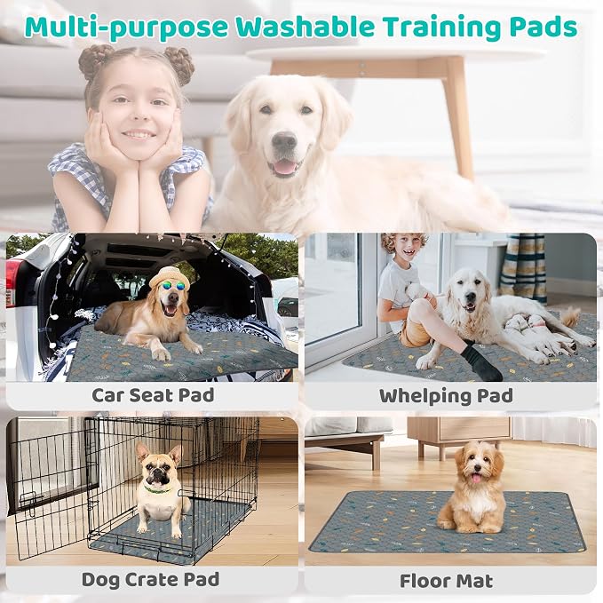 72"x72" Washable Pee Pads for Dogs, Reusable & Absorbent | Large reusable dog pads with 60''L Dog Leash,leakproof non-slip backing,for crates,playpens,beds and potty training - Image 5