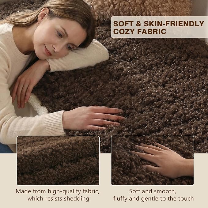 OHSIO Couch Cover for Pets, Washable Non-Slip Sofa Cover Pet Friendly, Soft Fuzzy Teddy Fleece Sofa Slipcover for 3-4 Cushion Sofa Furniture Protector (Brown, 27.6" x 82.6") - Image 4