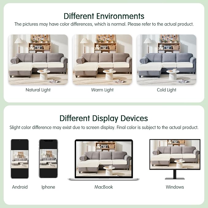 CHUN YI Velvet Couch Cushion Covers, 3 PC Water Resistant Sectional Couch Covers for L Shape Sofa, Individual Seat Cushion Protector for Pets (2 Seater + 1 Chaise, Ivory White) - Image 8
