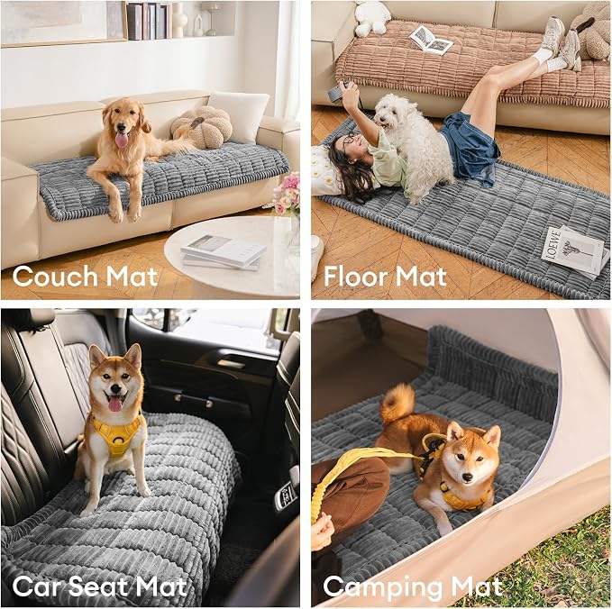 FUNNY FUZZY Pet Couch Covers for Sofa, Washable Dog Couch Cover Protector for Dogs, Flannel Couch Covers for Dogs Pet Friendly Pets Mat Bed Sofa Cover (Blue-Grey, 27.6"×59.1") - Image 4