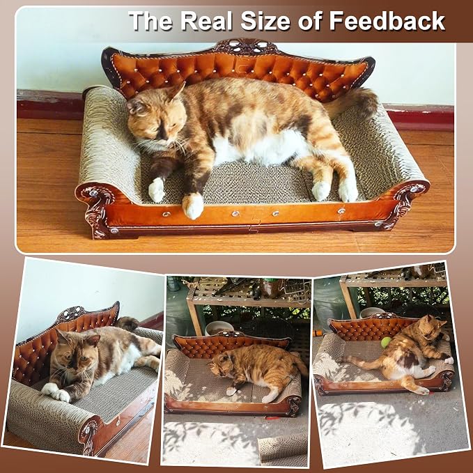 COOZMENT Sofa-Shaped Cat Scratching Couch & Lounge Bed - Thick Cardboard Cat Scratcher Pad (27.6" L x 12.4" W x 11.8" H) - Image 6