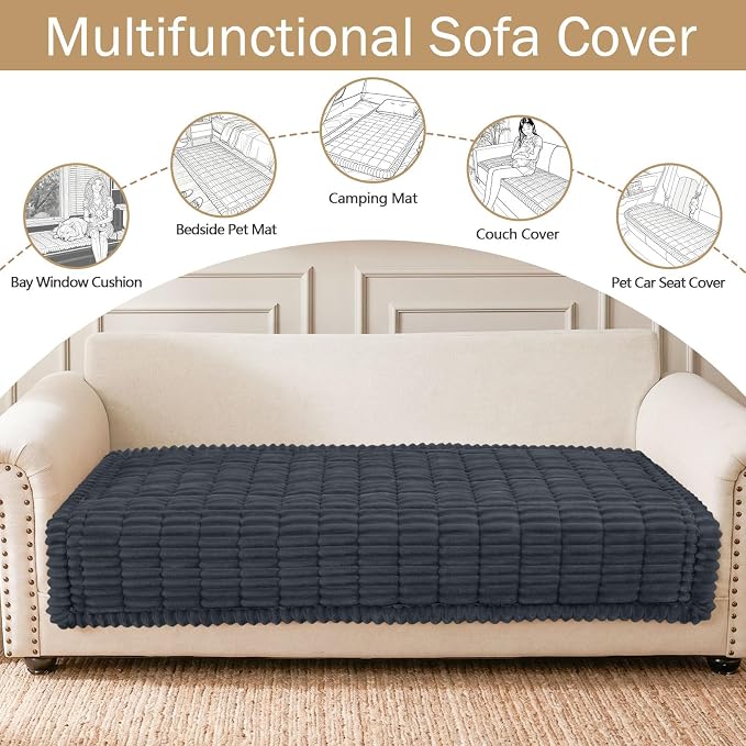 hyha Couch Cover for Dogs, Washable Non Slip Plush Flannel Sofa Protector | Thick Flannel, Silicone Anti-Slip Backing, Pet Hair & Scratch Protection, Fits Sofa & Loveseat (35.4" x 88") - Image 3