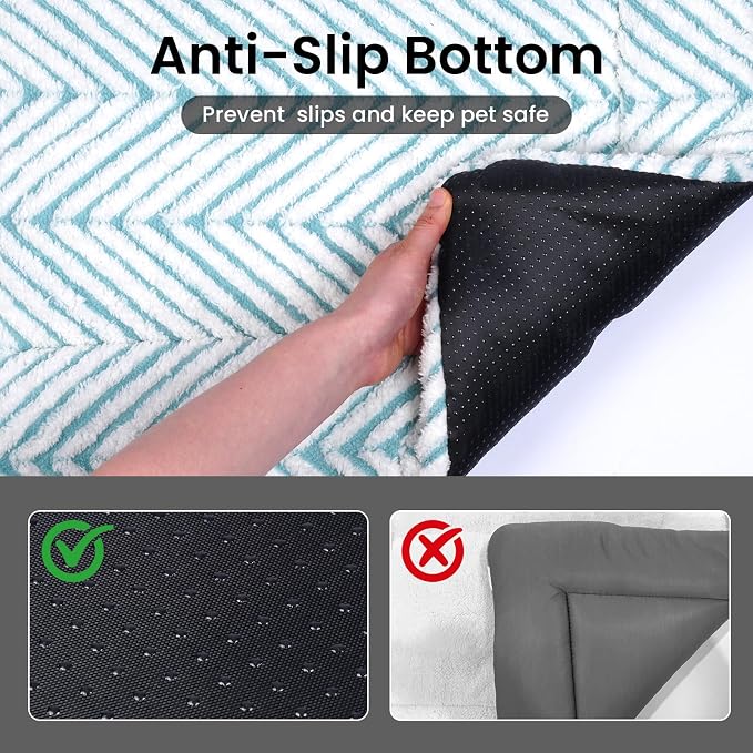 Mora Pets Washable Dog Crate Pad Soft Kennel Bed Crate Mat for Small Dogs, Puppies & Cats Flat Pet Bed with Anti-Slip Bottom for Dog Cage, Carrier & Travel Sleeping Chevron Blue 24 x 18 - Image 5