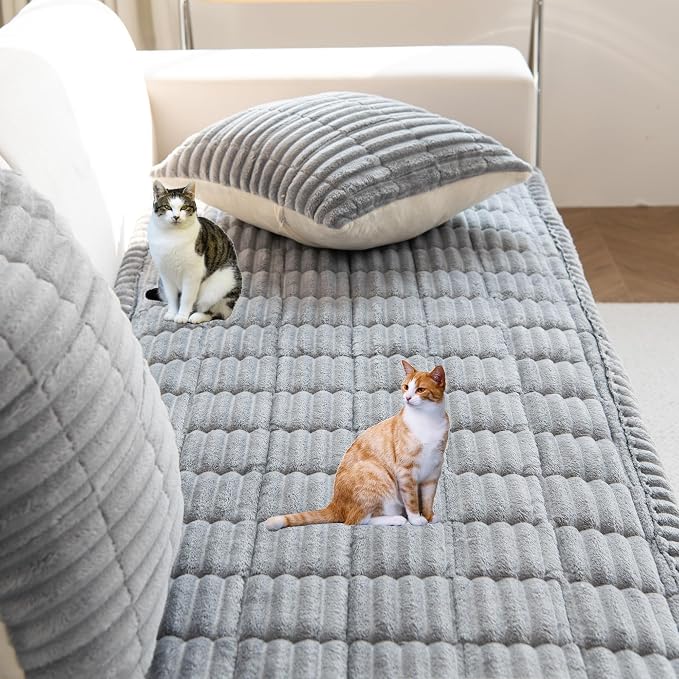 Mivnue Pet Couch Cover, Couch Covers for Dogs, Washable Dog Sofa Covers Couch Protector, Fuzzy Non Slip Couch Slipcover Pet Friendly (Light Grey, 27.6" x 70.9") - Image 5