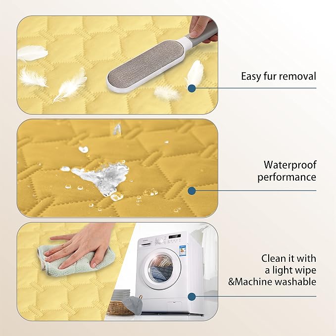 gogobunny 100% Double-Sided Waterproof Dog Bed Cover Pet Blanket Sofa Couch Furniture Protector for Puppy Large Dog Cat, Reversible (30x30 Inch (Pack of 1), Dark Yellow/Light Yellow) - Image 8