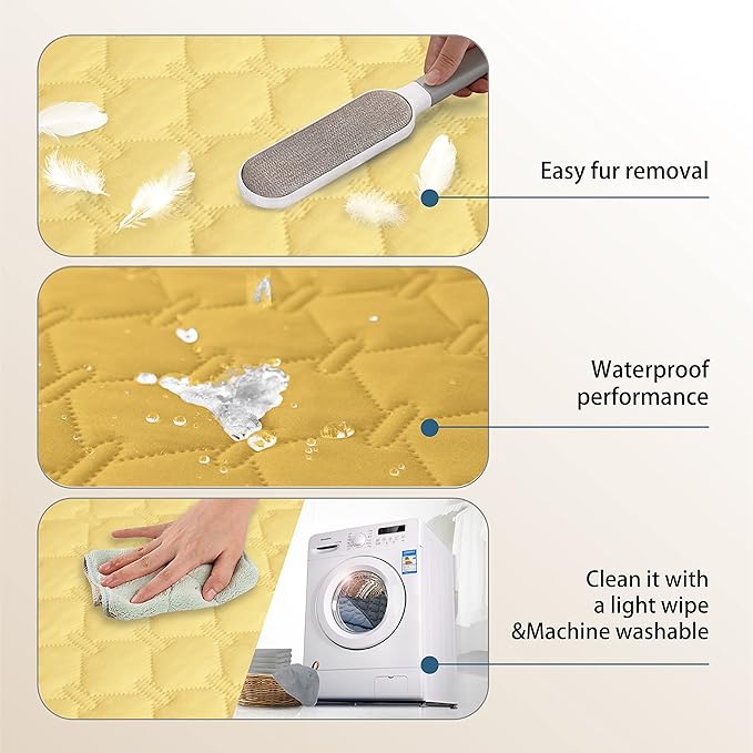gogobunny 100% Double-Sided Waterproof Dog Bed Cover Pet Blanket Sofa Couch Furniture Protector for Puppy Large Dog Cat, Reversible (30x30 Inch (Pack of 1), Dark Yellow/Light Yellow) - Image 8