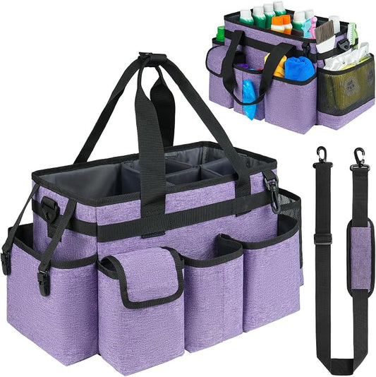 Cleaning Caddy,Cleaning Bag for Housekeepers,Cleaning Supplies Organizer with Handle,Purple by ZIOZERTT