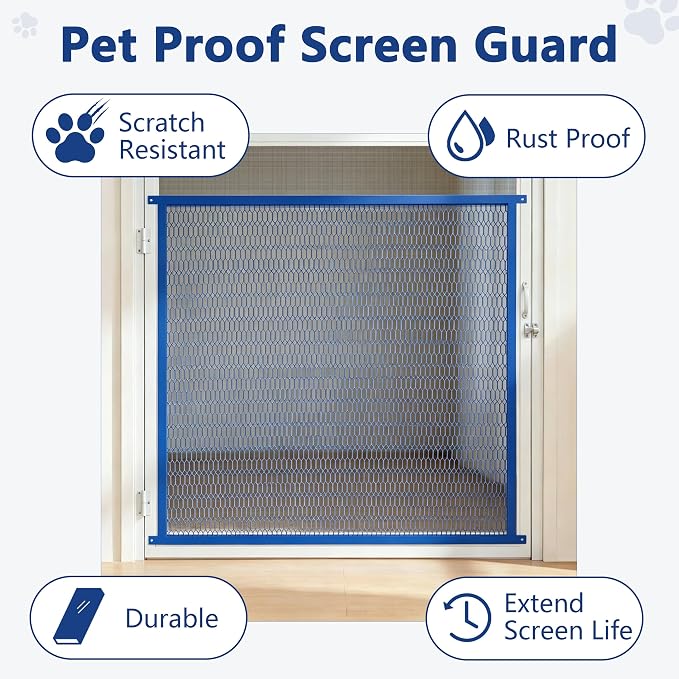 Guardian Steel Pet Grille Screen Door Protector for Dogs Pets Cats Scratch Protector Replacement RV Screen Door Guard Pet Proof Screen Door (Blue, 36 Inch) - Image 4