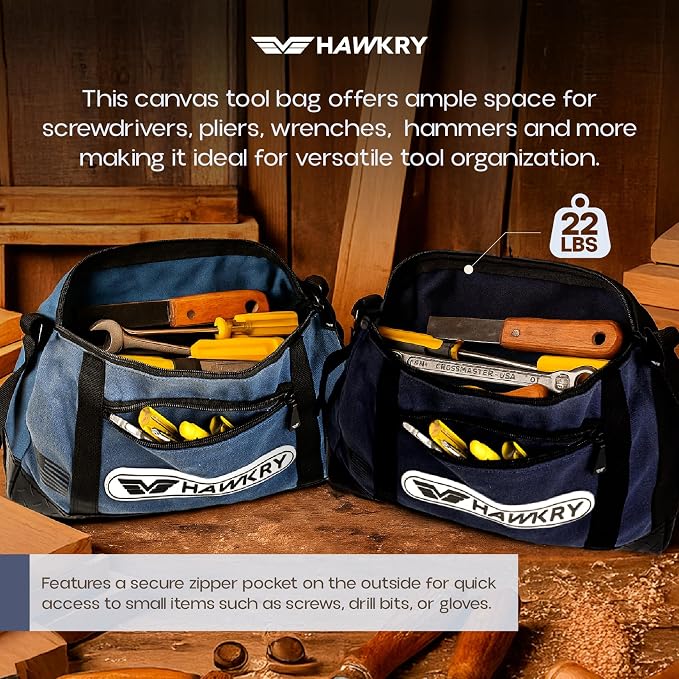 HAWKRY Canvas Tool Pouch Set (4 Pack) – Heavy Duty Tool Organizer Bags with Zipper, Durable Small Tool Bags for Electricians, Contractors, Mechanics and Hardware Storage - Image 9