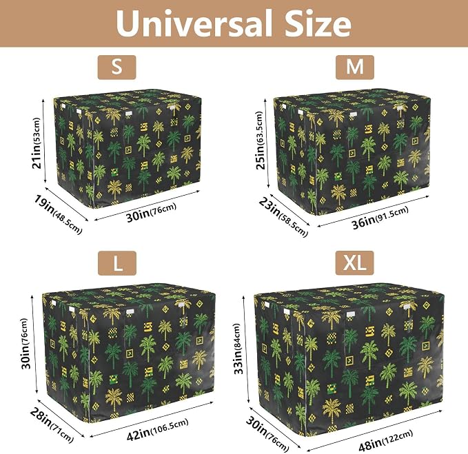 Dog Crate Cover Kennel Cover for Dog Cages Breathable for Wire Cage Indoor Outdoor Jamaican Tropical Tree Black - Image 3