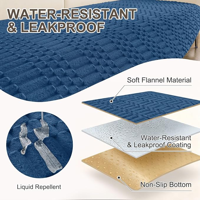Smiry Waterproof Couch Covers for Dogs Washable, Non Slip Pet Sofa Cover | Plush Scratch Resistant Flannel Furniture Protector for Dogs, Navy, 36" x 47" - Image 3