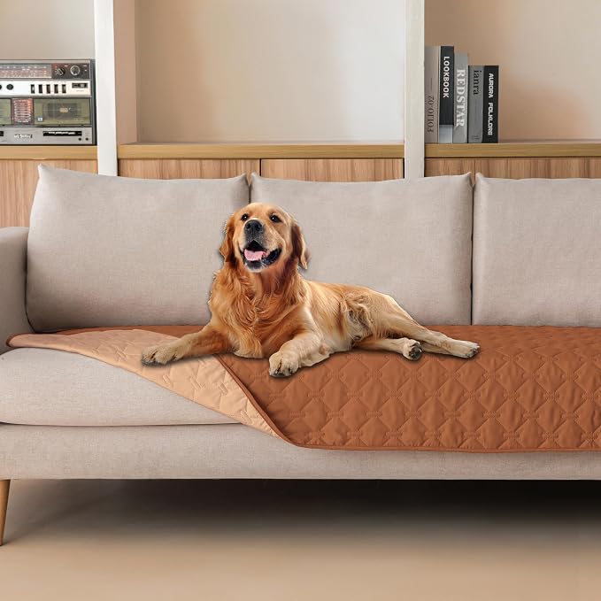 gogobunny 100% Double-Sided Waterproof Dog Bed Cover Pet Blanket Sofa Couch Furniture Protector for Puppy Large Dog Cat, Reversible (30x90 Inch (Pack of 1), Dark Pumpkin/Light Pumpkin) by gogobunny