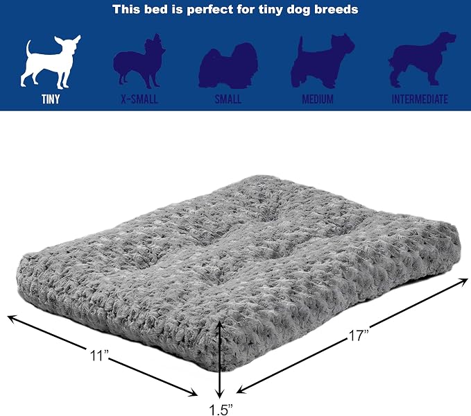 MidWest Homes for Pets XXS QuietTime Deluxe Gray Ombré Swirl Plush Pet Bed, Machine Washable, Non-Skid Bottom, Soft Crate Mat for 18-inch Crates - Image 3