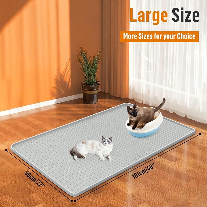 Silicone Cat Litter Box Mat 40"x 22" Extra Large Cat Rubber Mat | Cat Mat for Litter Box, Non-Slip, Waterproof Cat Litter Trapping Mat with Raised Edge, Kitty Litter Mat for Floor, Easy Clean - Image 6