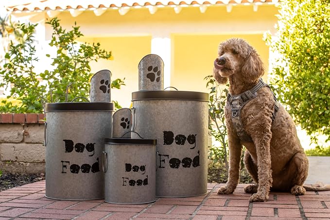 Small Dog Up To 20lb Pet Food Storage Canister Dog Bin with Scoop – Durable & Airtight for Freshnesss, Minimalist Design & Recyclable, Small Metal Container for Kitchen Countertop - Image 8
