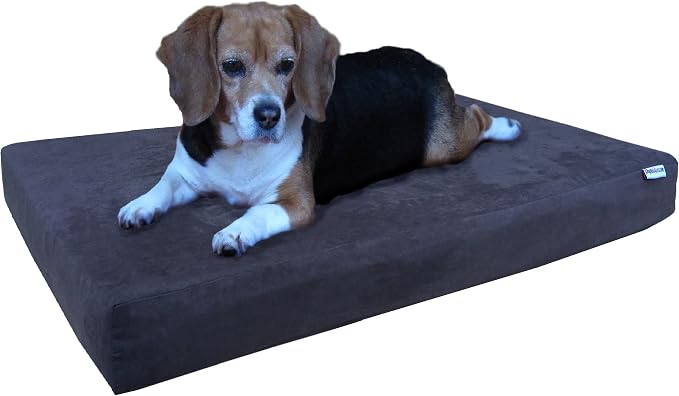 Dogbed4less Orthopedic Gel Memory Foam Pet Dog Bed, Waterproof Liner with External Microsuede Cover and Bonus Antislip Cover (Microsuede Espresso, 35"X20"X4" Inches) by Dogbed4less