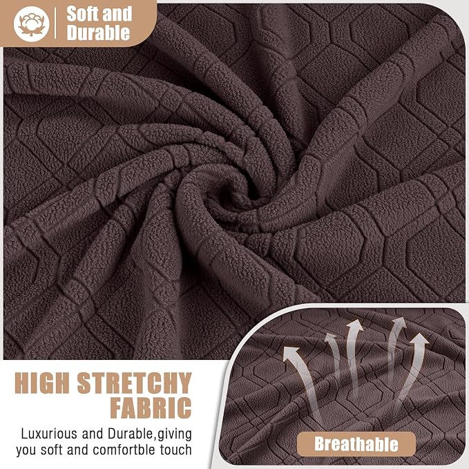 VANSOFY Stretch Recliner Loveseat Cover with Middle Console, Dark Coffee | 4-Pieces, Soft Furniture Protector, Washable Slipcover with Pocket, Pets Sofa Cover, High Stretchy fabric Couch Cover - Image 3