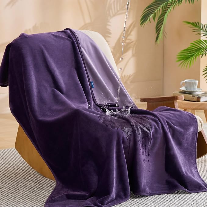Bedsure Waterproof Blanket Soft Flannel Fleece Couch Cover,50x60 | Dog Blankets for Large Senior Dogs，Washable Throw for Pet Cat Leakproof,Furniture Protector for Travel Camping,Eggplant by Unknown