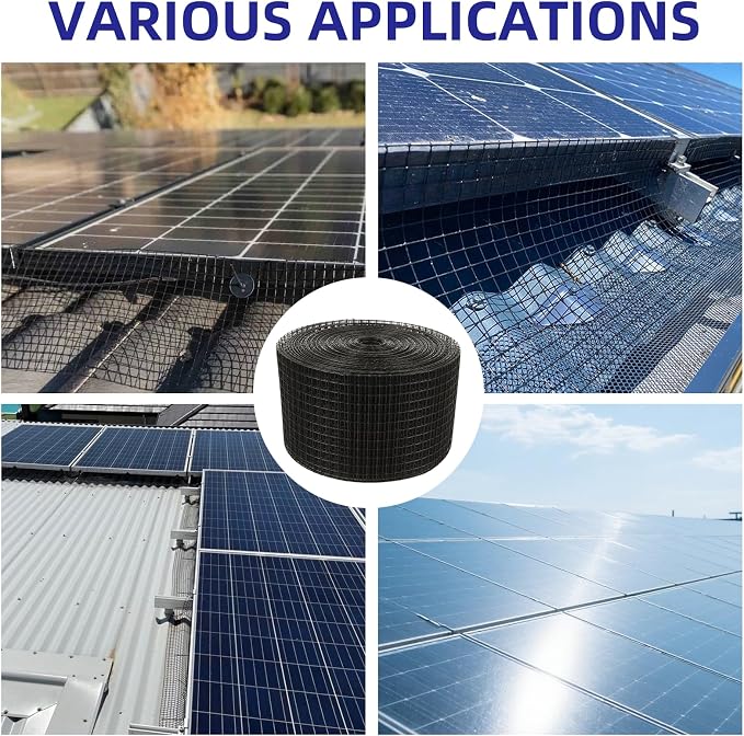 LANIAKEA Critter Guard 6in x 100ft Solar Panel Bird Guard 1/2" Fine Mesh Solar Panel Wire Critter for Squirrel, Bird, Critters Proofing with 60 PCS Stainless Steel Fasteners - Image 7
