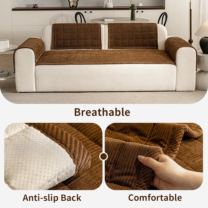 Couch Covers for Dogs Washable, 27.6"x59.1" Non Slip Couch Covers for Loveseat Sofa Pet Friendly, Soft Fuzzy Sofa Covers for Pet, Dog Couch Cover Furniture Protector(1PC,Dark Brown) - Image 4