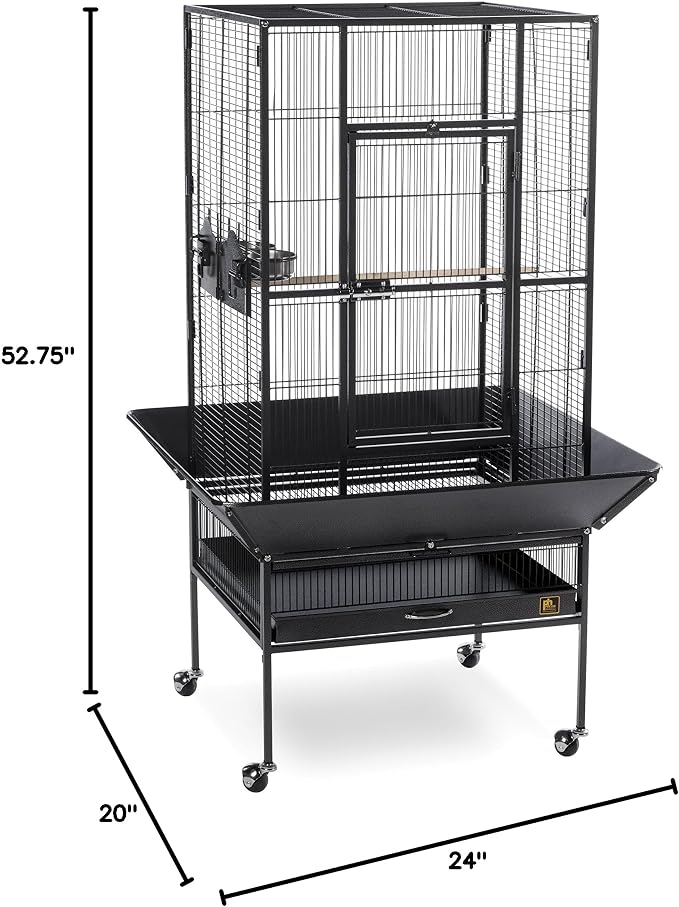 Prevue Pet Products Park Plaza Bird Cage - Large Steel Cage with Rolling Stand, Seed Guards, and Perches, Ideal for Cockatiels and Medium Birds - Black Hammertone - Image 8