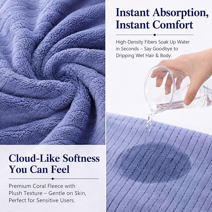 4 Pcs Extra Large Bath Towel Set 35"x70" Oversized Microfiber Bath Sheet Soft Quick Dry Absorbent Towel Gray Brown Green Coral Fleece Bathroom Sheet for Adult Beach Pool Spa Body - Image 5