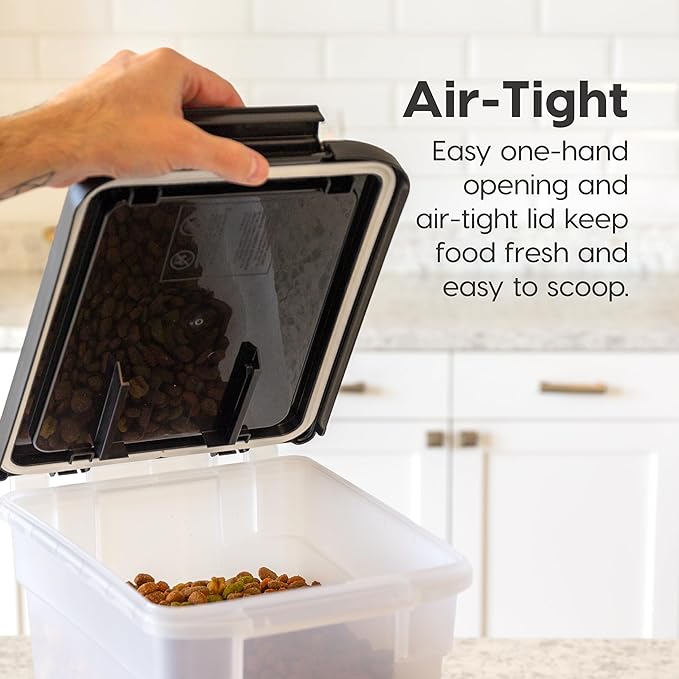 IRIS USA Airtight Dog Food Storage Container, Up to 10 lbs Each, 2 Pack, for Dog Cat Bird and Other Pet Food Storage Bin, Keep Fresh, Translucent Body, BPA Free, Clear/Black - Image 4