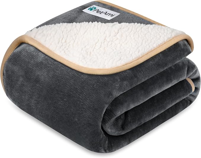 PetAmi Waterproof Dog Blanket for Extra Large Dogs, Pee Proof Pet Blanket for Bed Couch, Reversible Water Proof Blanket for Puppy Indoor Cat, Soft Dog Crate Cover Washable, Queen 90x90 Gray/Beige - Image 7