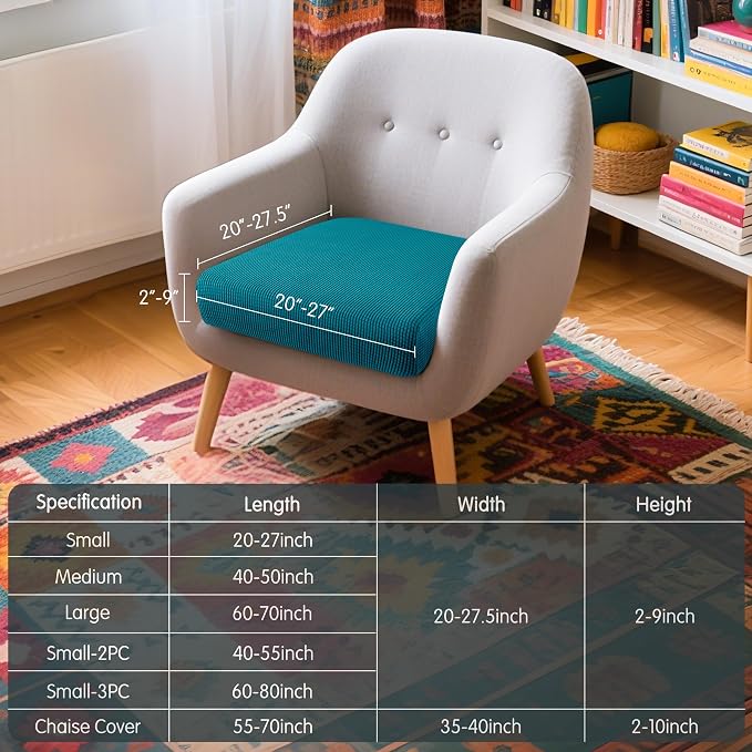 Hokway Couch Cushion Covers Stretch Cushion Covers Sofa Seat Cushion Slipcover Cushion Protector(Teal, Small) - Image 3