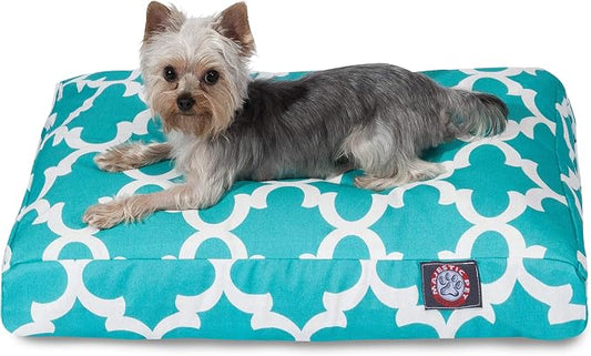 Teal Trellis Small Rectangle Indoor Outdoor Pet Dog Bed With Removable Washable Cover By Majestic Pet Products by MajesticPet