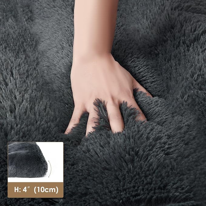 EHEYCIGA Fluffy Dog Crate Bed for Small Dogs, Plush Crate Pad, Dark Grey | Calming Anti Anxiety Small Dog Bed, Washable Soft Warm Faux Fur Crate Mat with Non-Slip Bottom - Image 5